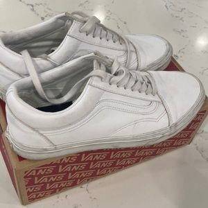 White leather vans. Worn 3 times. Great condition